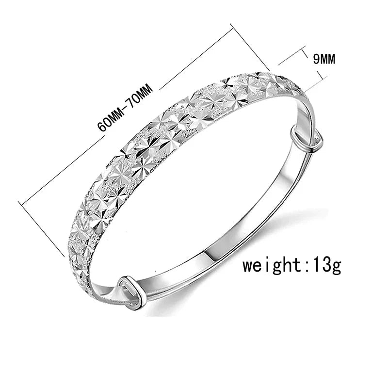 Silberarmband Damen, 9mm breit, 60-70mm Durchmesser, 13g, elegantes Design, Schmuckaccessoire