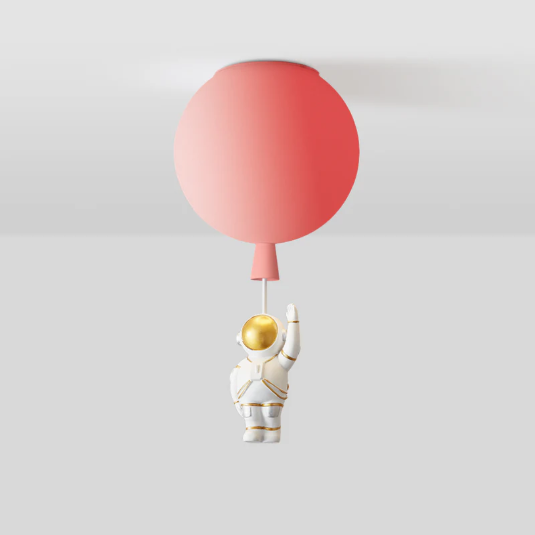 Astronauten-Lampe mit rotem Ballon, Deckenleuchte, modernes Design, Kinderzimmer-Dekoration