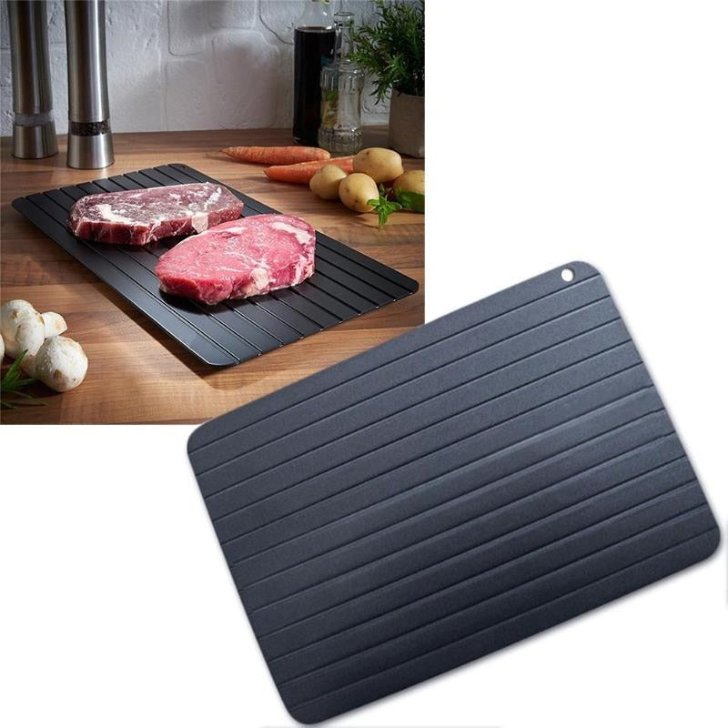 Schwarzes Auftau-Brett für Fleisch, schnelles Auftauen, Küche, Antihaft-Aluminium.