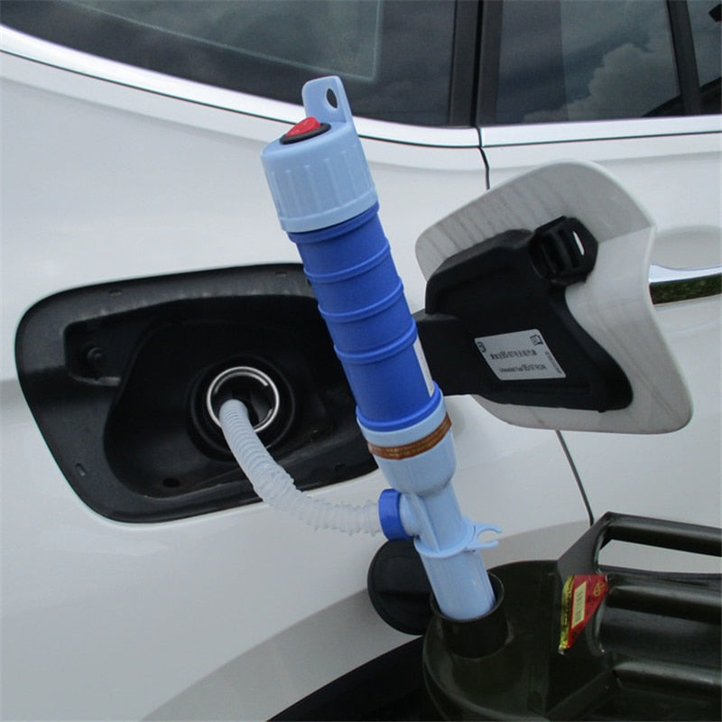Elektrische Benzinpumpe blau, Auto betanken, tragbar, effizient, Kraftstofftransfer.