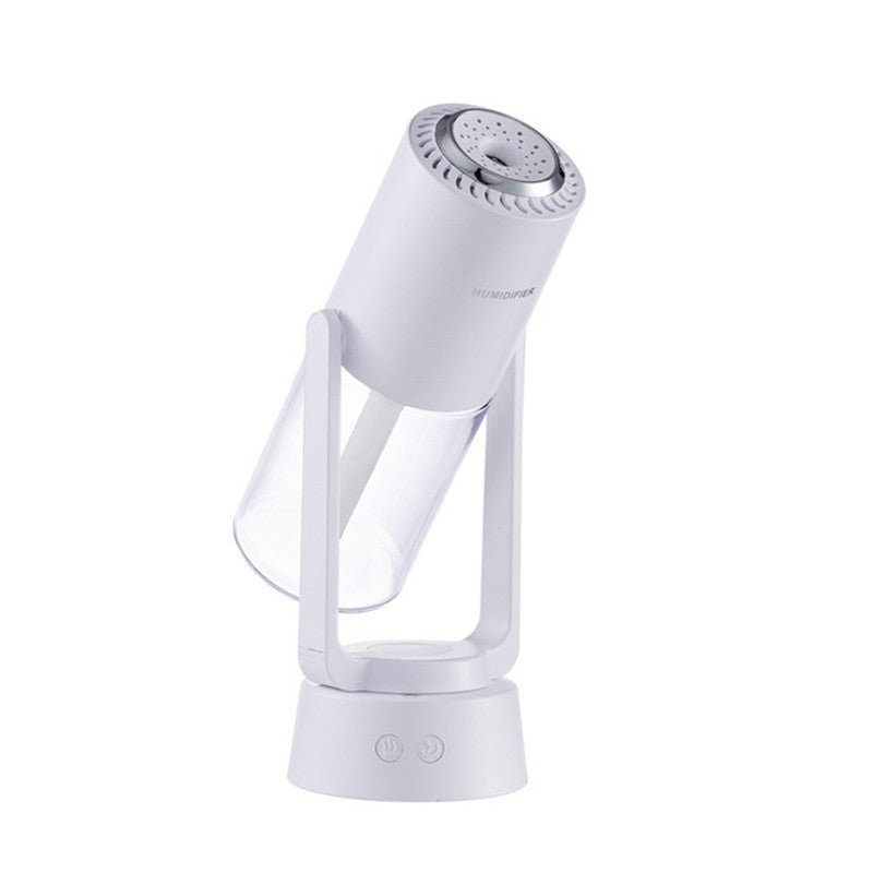 Weißer automatischer rotierender Luftbefeuchter, modernes Design, leise, energiesparend.