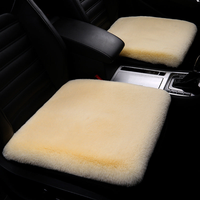 Beige Lammfell Sitzauflagen für Autos, weich und bequem, Innenraumzubehör, 2er-Set.