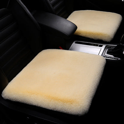 Beige Lammfell Sitzauflagen für Autos, weich und bequem, Innenraumzubehör, 2er-Set.