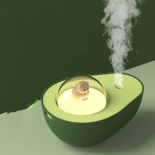 Avocado Mini-Sprühbefeuchter, grün, LED-Licht, tragbar, USB-betrieben, Luftbefeuchter.