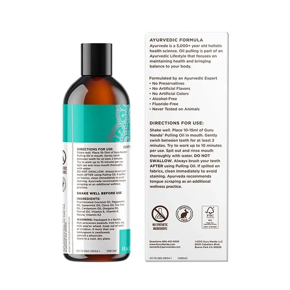 Ayurvedisches Mundöl, 250ml, braune Flasche, natürliche Inhaltsstoffe, vegan, plastikfrei.