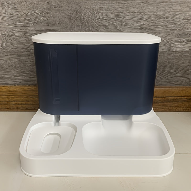 Futternapf-Set für Haustiere, blau-weiß, Kunststoff, Futterspender, Wasserspender, modern.