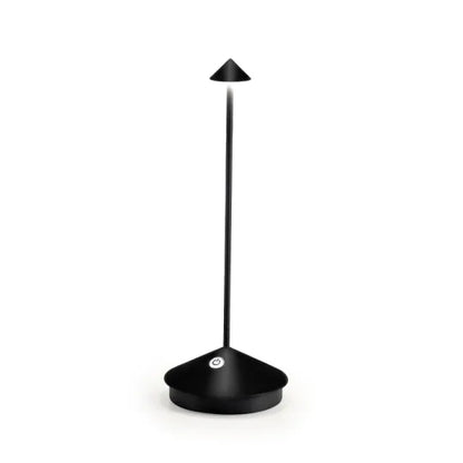Schwarze LED-Tischlampe, modernes Design, energiesparend, ideal für Büro oder Wohnzimmer.