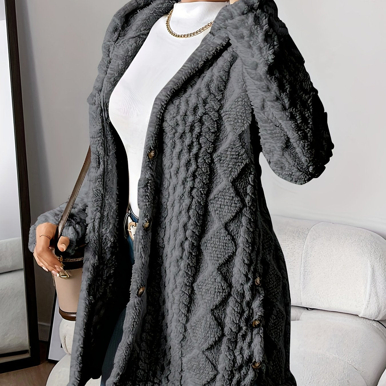 Mjuk lång damhoodie – Marit