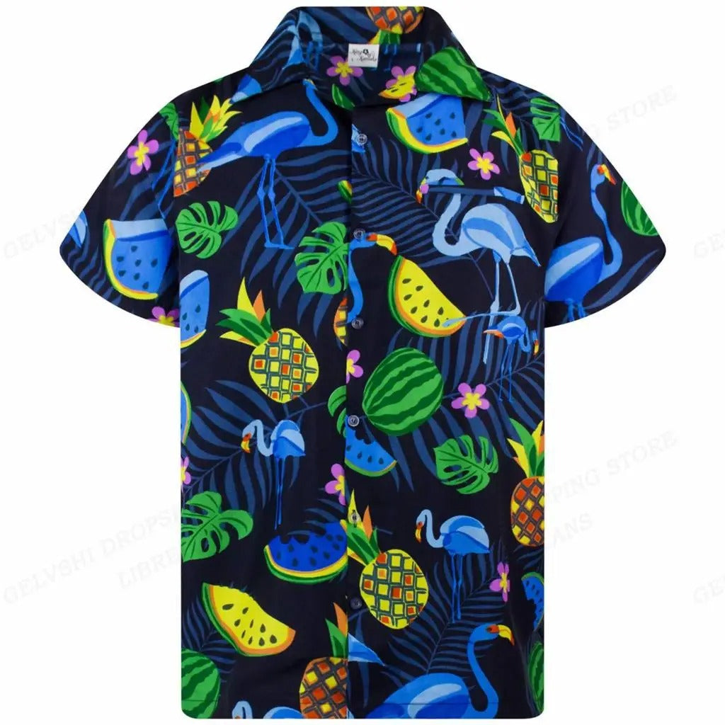Tropisk 3D-flamingoskjorta – Kai