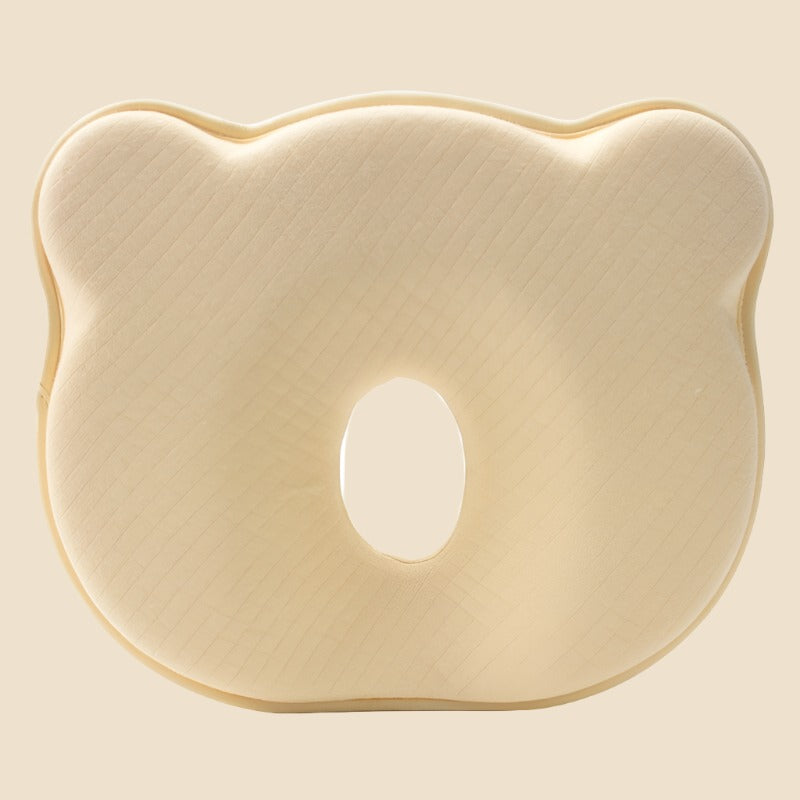 Gelbes ergonomisches Baby-Kopfkissen, atmungsaktiv, langsamer Rückprall, Formkissen.