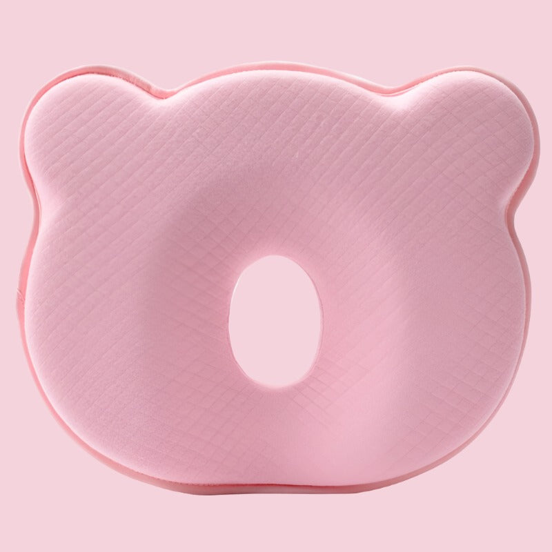 Rosa ergonomisches Baby-Kissen, atmungsaktiv, langsamer Rückprall, für Kleinkinder.