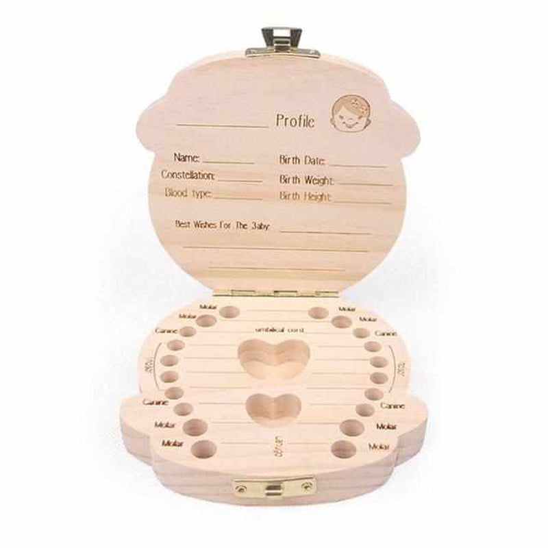 Holz-Zahndose für Kinder, personalisierbar, Baby-Erinnerungsbox, Zahnaufbewahrung, naturfarben