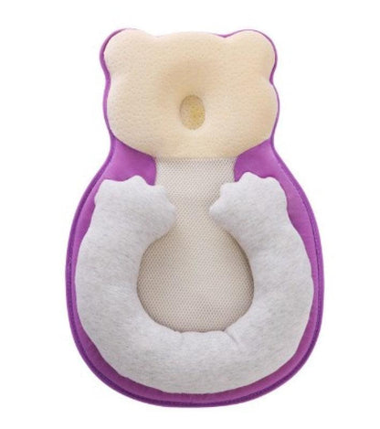 Lila Baby-Kopfkissen, ergonomisch, atmungsaktiv, Baumwolle, Neugeborene, Schlafunterstützung