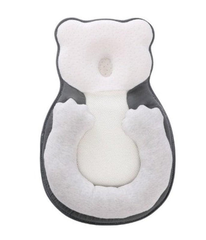 Babykissen ergonomisch, grau-weiß, atmungsaktiv, Neugeborene, Kopfstütze, Schlafpositionierer