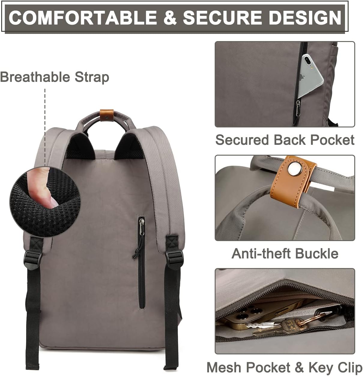 15,6-tums vattentät vintage laptopryggsäck med organiseringsfack – UrbanEase