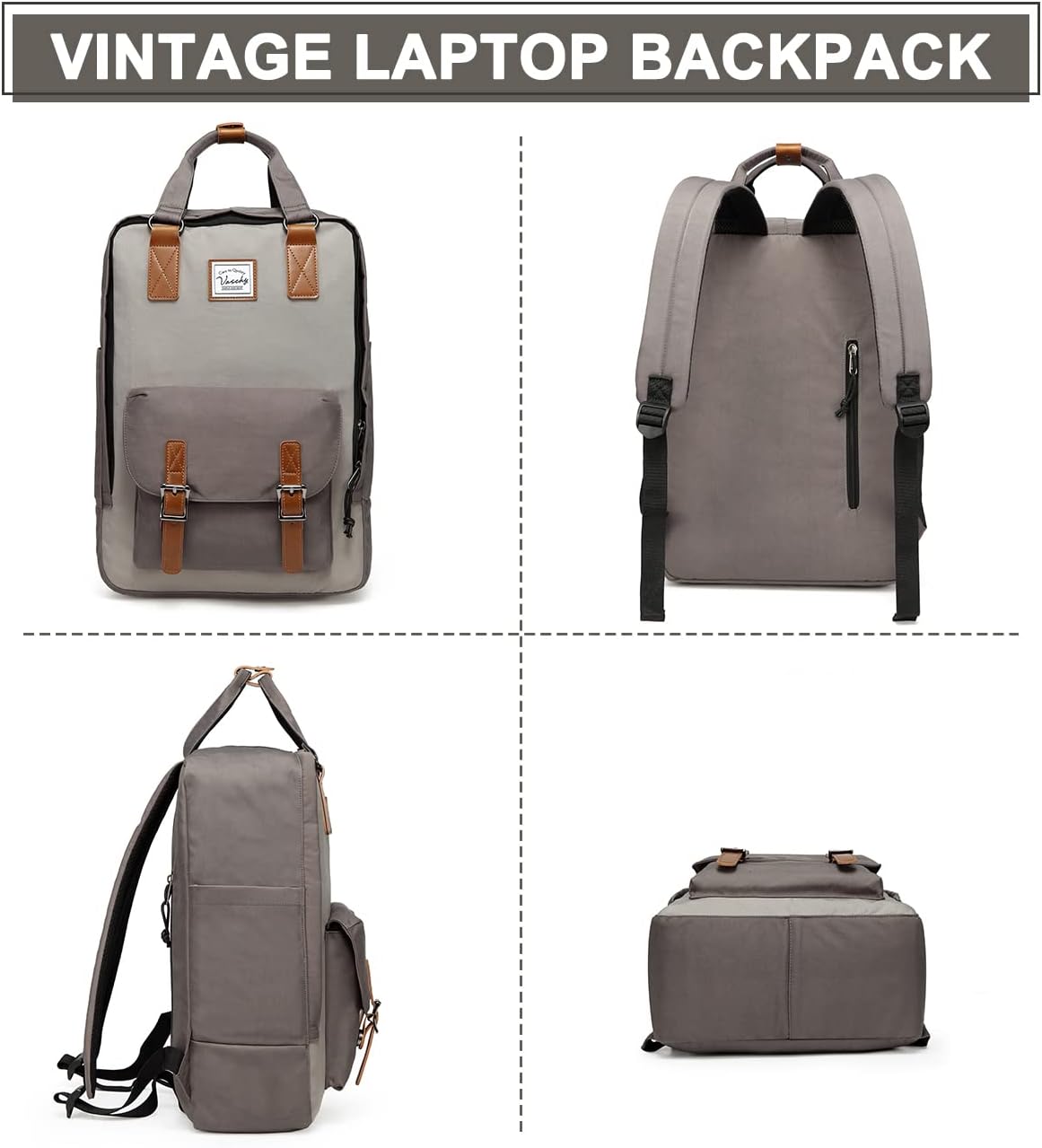 15,6-tums vattentät vintage laptopryggsäck med organiseringsfack – UrbanEase