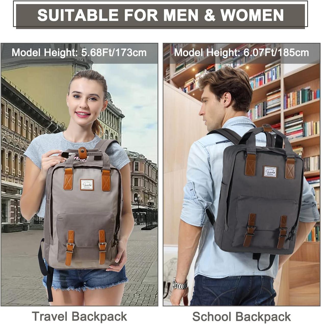 15,6-tums vattentät vintage laptopryggsäck med organiseringsfack – UrbanEase