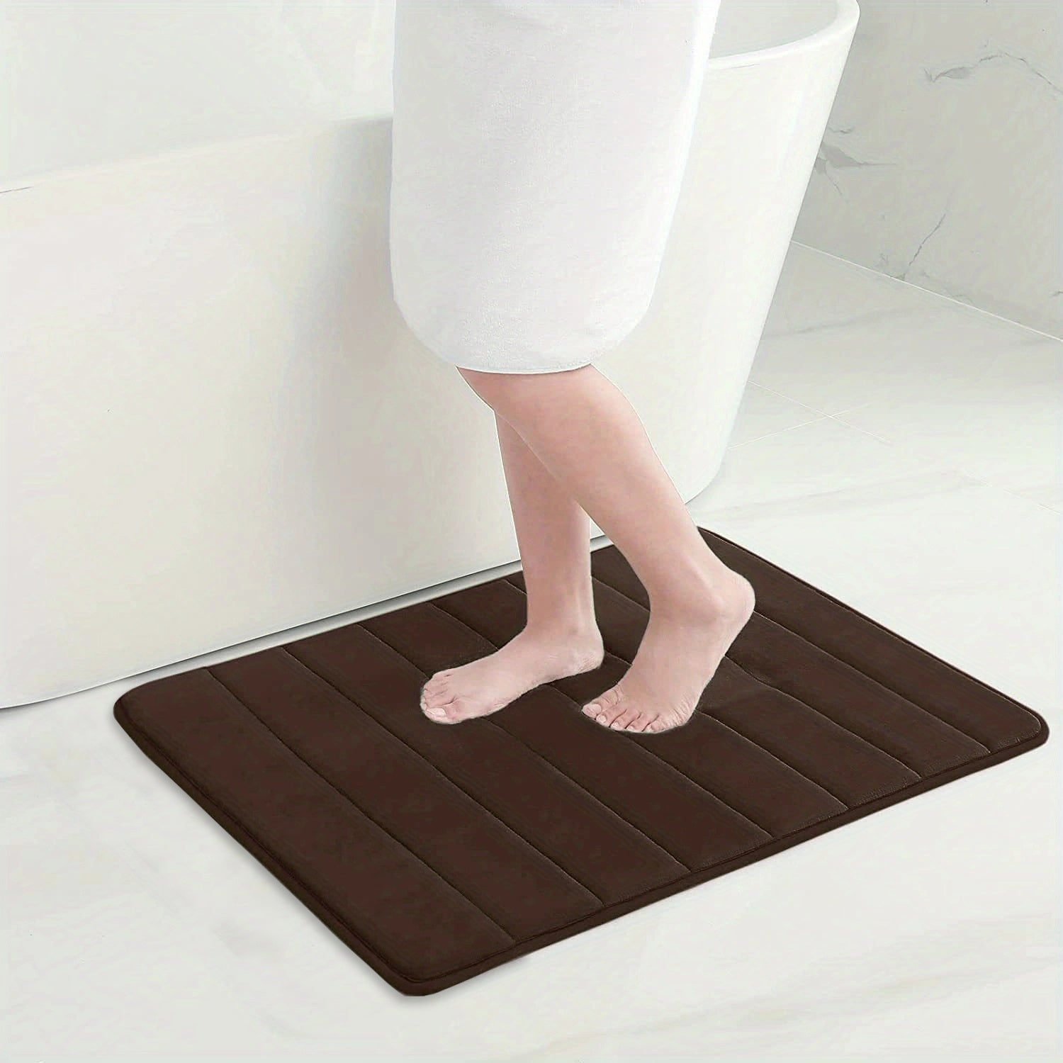 Braune Badematte aus Memory-Schaum, rutschfest, saugfähig, Badezimmer, Fußmatte.