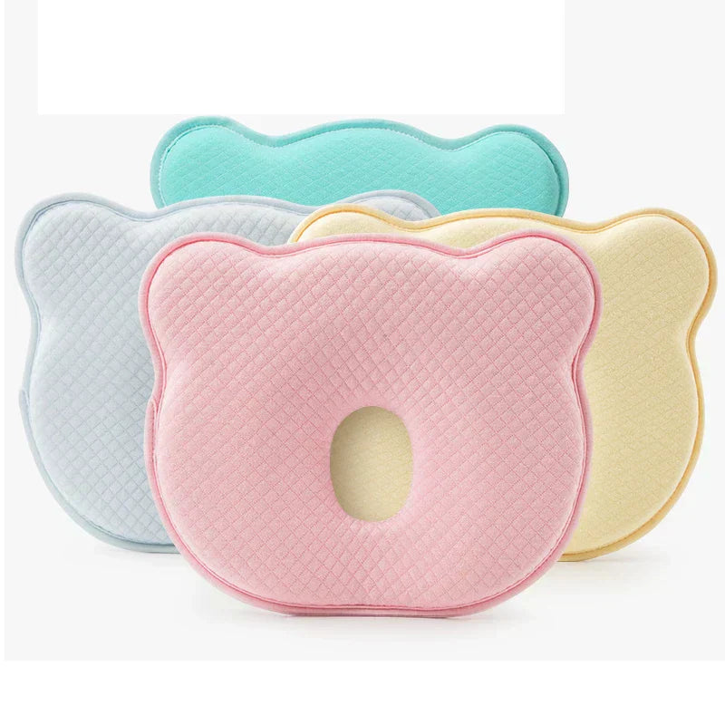 Bärchen-Babykissen, ergonomisch, rosa, blau, gelb, grün, Baumwolle, Kopfstütze, Neugeborene.