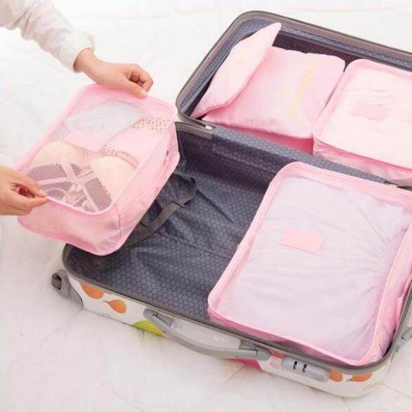 Reseorganizer-set – 2 för 1, platsbesparande förvaringspåsar