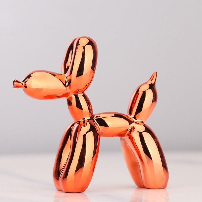 Ballonhund Skulptur, glänzend, kupferfarben, modernes Design, Dekoration, Wohnzimmer, Geschenkidee.