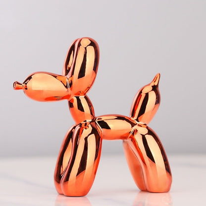 Ballonhund Skulptur, glänzend, kupferfarben, modernes Design, Dekoration, Wohnzimmer, Geschenkidee.