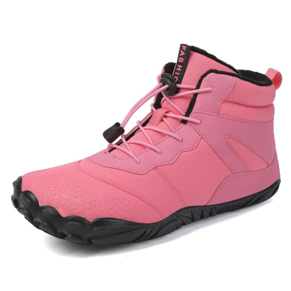 Rosa Barfuß-Schneestiefel, wasserdicht, rutschfest, für Damen, Winterstiefel.