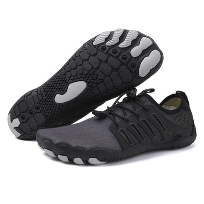 Schwarze Barfußschuhe, rutschfeste Sohle, atmungsaktiv, minimalistisches Design, Herren.