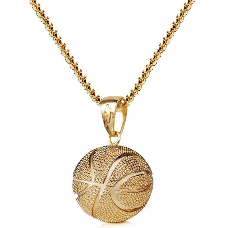 Goldene Basketball-Halskette, Herren-Schmuck, modisches Accessoire, Geschenkidee, 3D-Design.