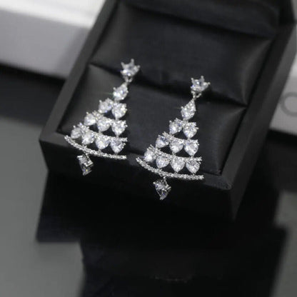 Silberne Ohrringe mit Zirkonia, dreieckiges Design, eleganter Schmuck, Geschenkidee.