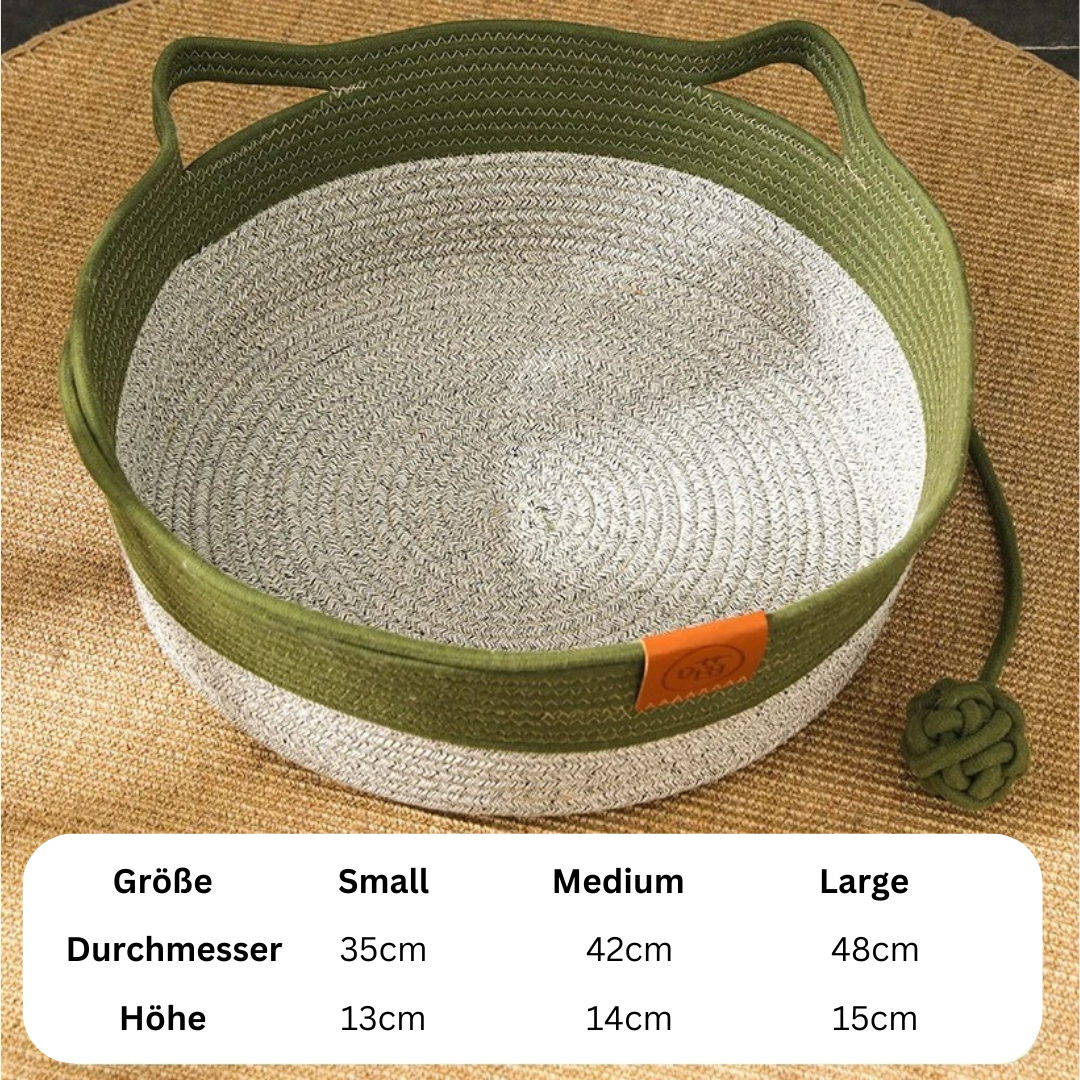 Grüner Baumwollkorb mit Griffen, Aufbewahrungskorb, 48cm Durchmesser, 15cm Höhe.