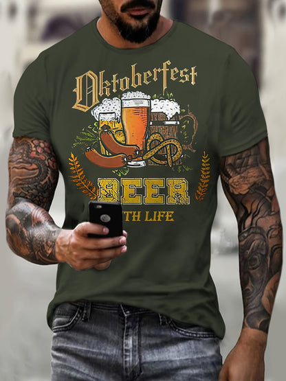 Herr kortärmad T-shirt med öltryck – Markus Oktoberfest 2026