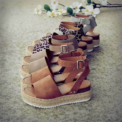 Damskor Plateau-espadriller Sandaler med kilklack och remmar – Livia
