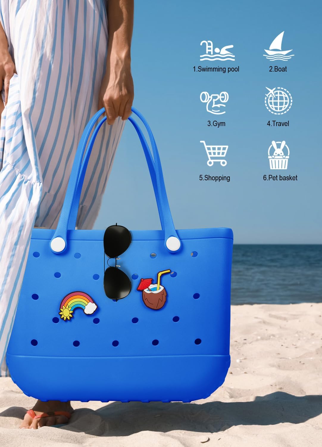 Vattentät strandväska i EVA – stor och tvättbar bärkasse för höstpromenaden utomhus