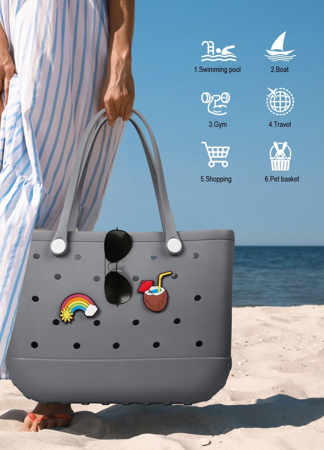 Vattentät strandväska i EVA – stor och tvättbar bärkasse för höstpromenaden utomhus