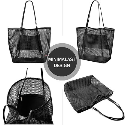 Fällbar mesh-strandväska med innerficka – köp 1, få 1 GRATIS
