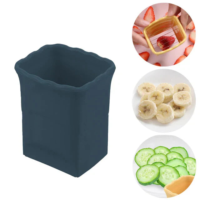 Schwarzer Gemüseschneider Becher, ideal für Obst und Gemüse, praktische Küchengerät.