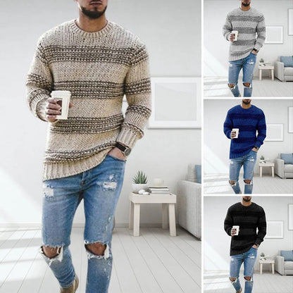 Männer Strickpullover beige, grau, blau, schwarz, lässig, modisch, Wintermode, gemütlich.