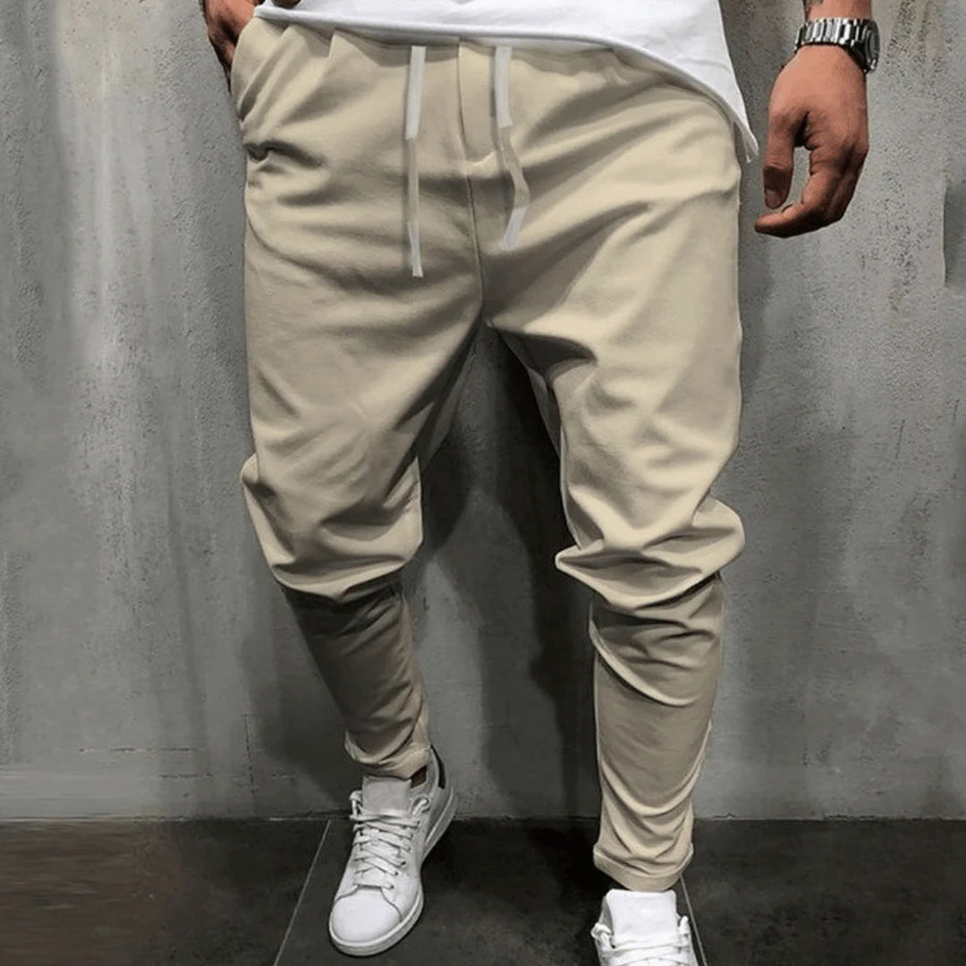 Beige Jogginghose Herren, Baumwolle, Kordelzug, lässig, bequem, modisch, Streetwear.