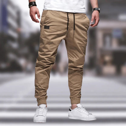 Beige Jogginghose Herren, lässig, Baumwolle, elastischer Bund, Streetwear, Mode.
