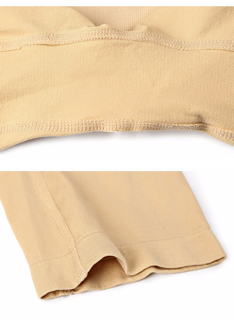 Beige nahtloses Shapewear-Top aus Baumwolle, Detailansicht, Damenmode, figurformend.