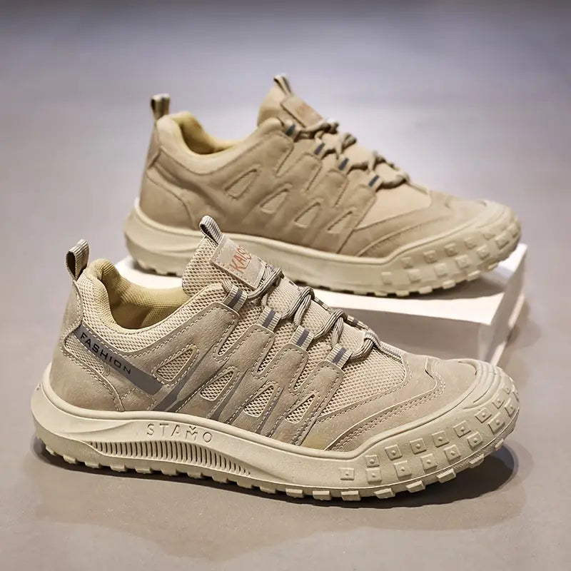 Beige Wanderschuhe Herren, rutschfest, atmungsaktiv, Outdoor-Sneaker, robustes Design