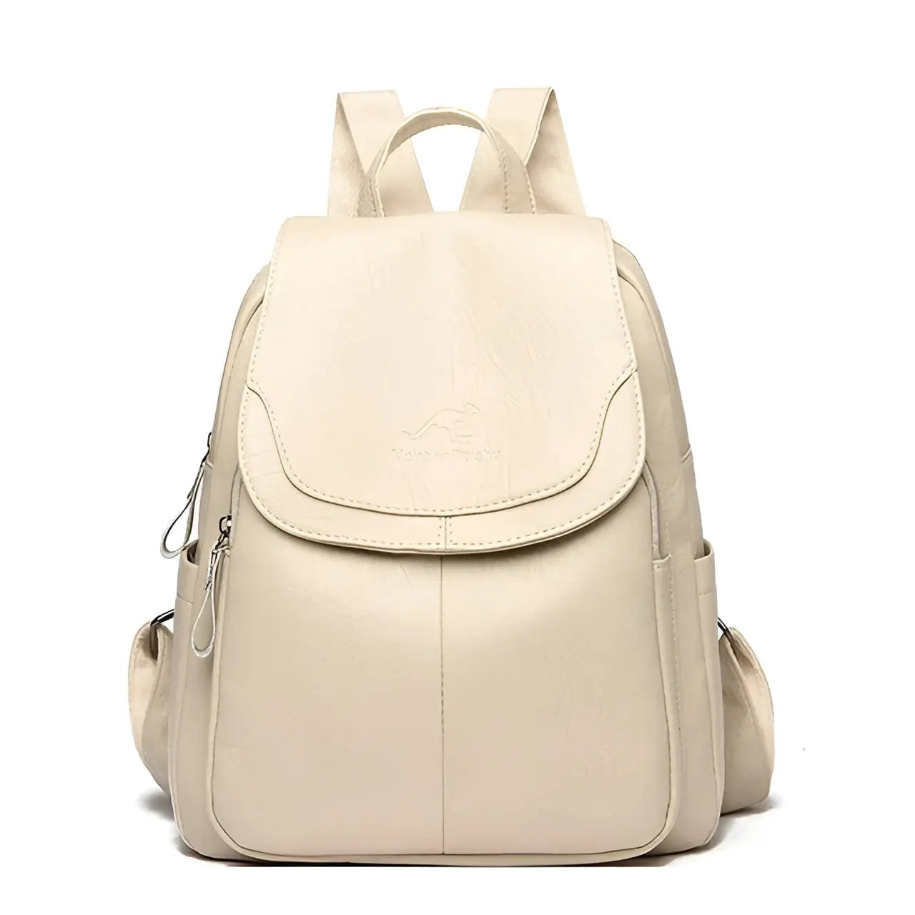 Beiger Damenrucksack aus Leder, modisch, elegant, vielseitig, ideal für Alltag und Reisen.