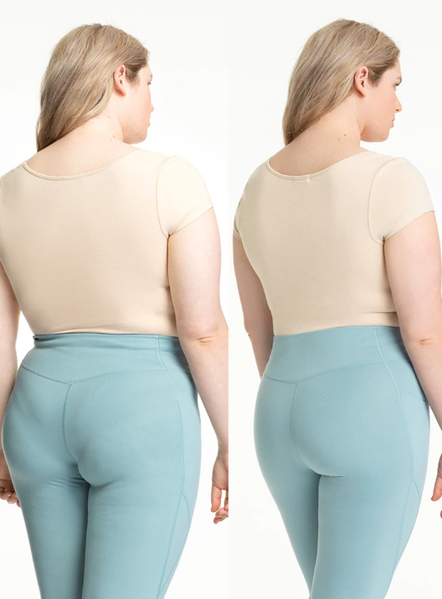 Beige Shapewear-Unterwäsche für Damen, nahtlos, figurformend, bequem, unsichtbar unter Kleidung.