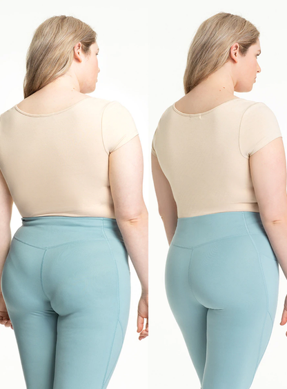 Beige Shapewear-Unterwäsche für Damen, nahtlos, figurformend, bequem, unsichtbar unter Kleidung.