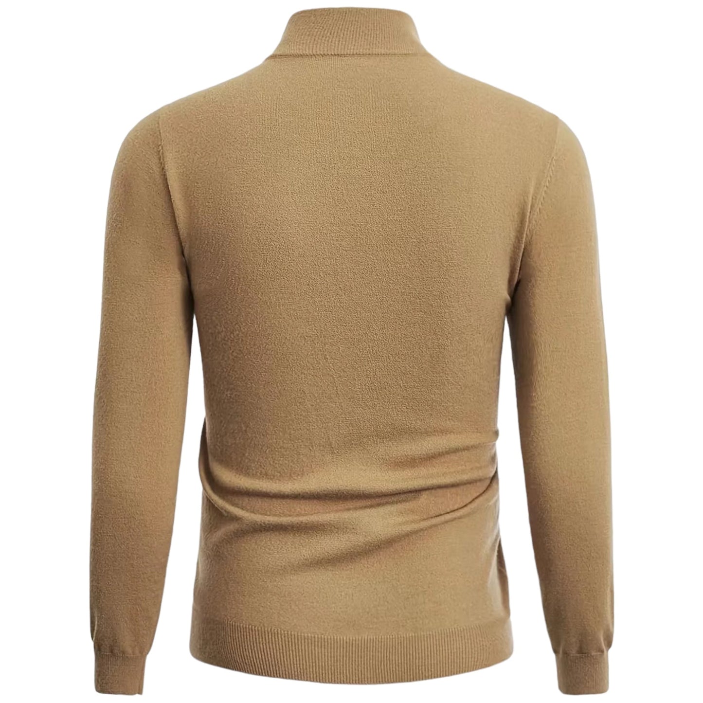 Beiger Herrenpullover aus Wolle, langärmelig, Rollkragen, elegant, warm, modisch.