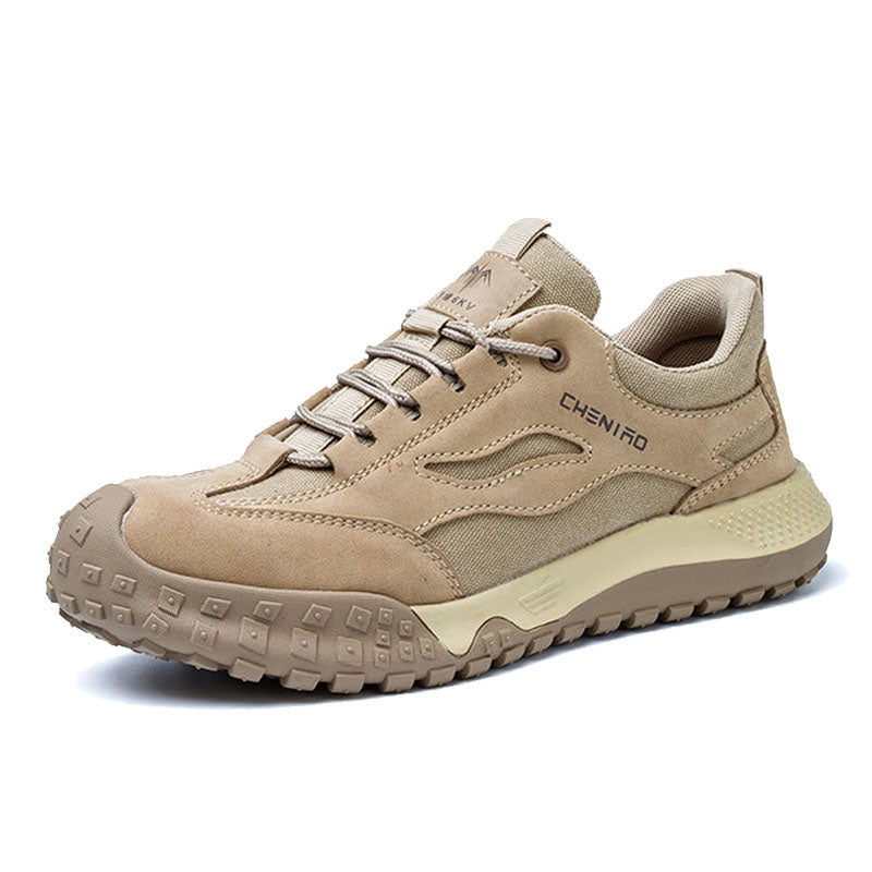 Beiger Wanderschuh für Herren, rutschfeste Sohle, atmungsaktiv, robust, Outdoor-Sport.