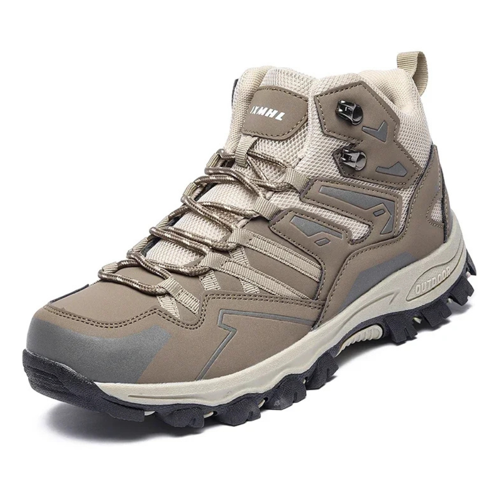 Beige Wanderstiefel, wasserdicht, rutschfeste Sohle, Outdoor-Schuhe für Herren.