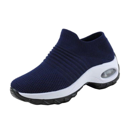 Damen-Walkingschuhe, dunkelblau, atmungsaktiv, rutschfest, bequem, sportlich.