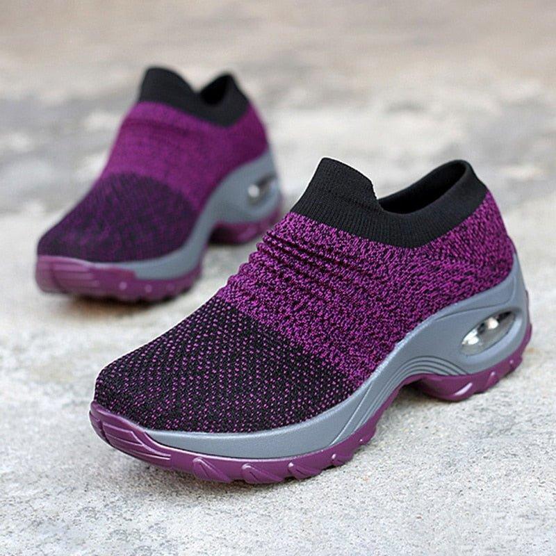 Lila Damen-Walkingschuhe, bequem, atmungsaktiv, rutschfest, ideal für Sport und Freizeit.